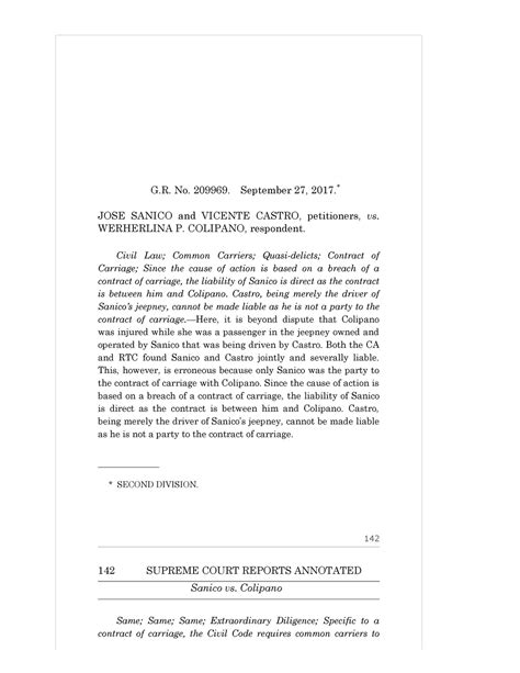 g.r. no. 209969|Sanico and Castro v. Colipano, G.R. No. 209969, September 27 .